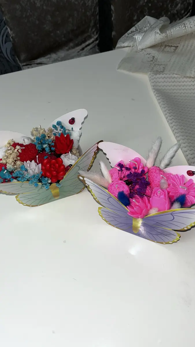 🦋🌸 Kəpənək Gül Buket Şam — zərifliyin və gözəlliyin əl işi formasında təcəssümü el işi şəkli 2