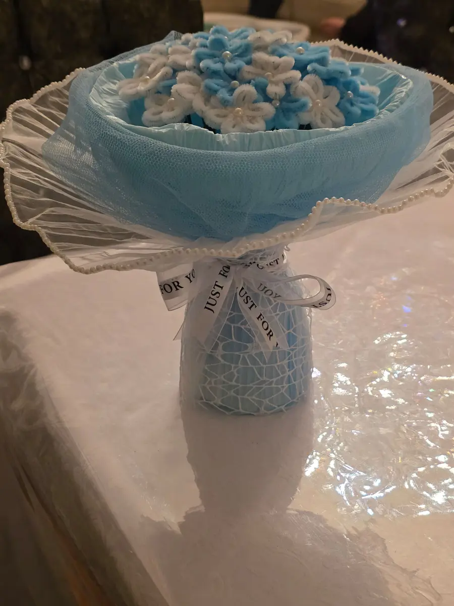 mini mavi buket💙🤍 el işi şəkli 3