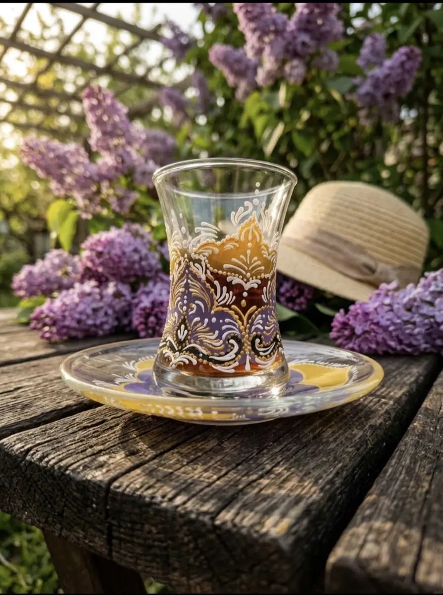 Stəkan, nəlbəki | vitraj əl işi 💜💛 el işi şəkli 3