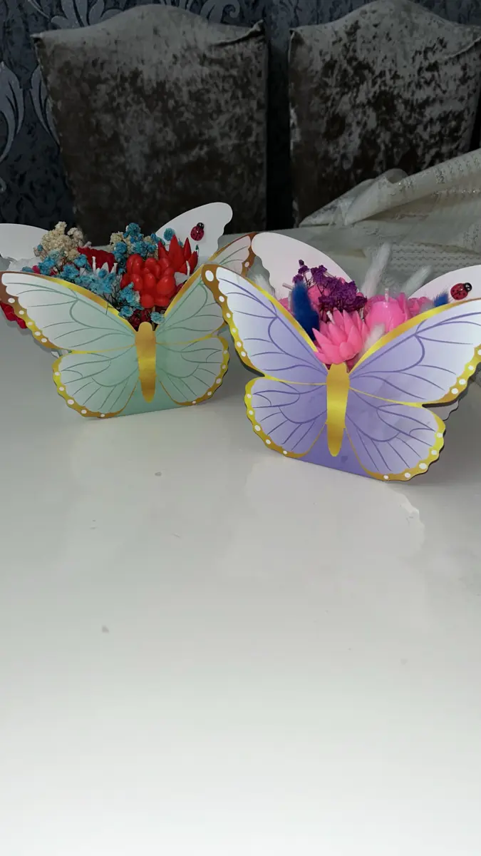 🦋🌸 Kəpənək Gül Buket Şam — zərifliyin və gözəlliyin əl işi formasında təcəssümü el işi şəkli 3