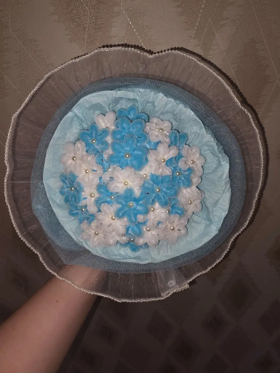 mini mavi buket💙🤍 el işi şəkli 4