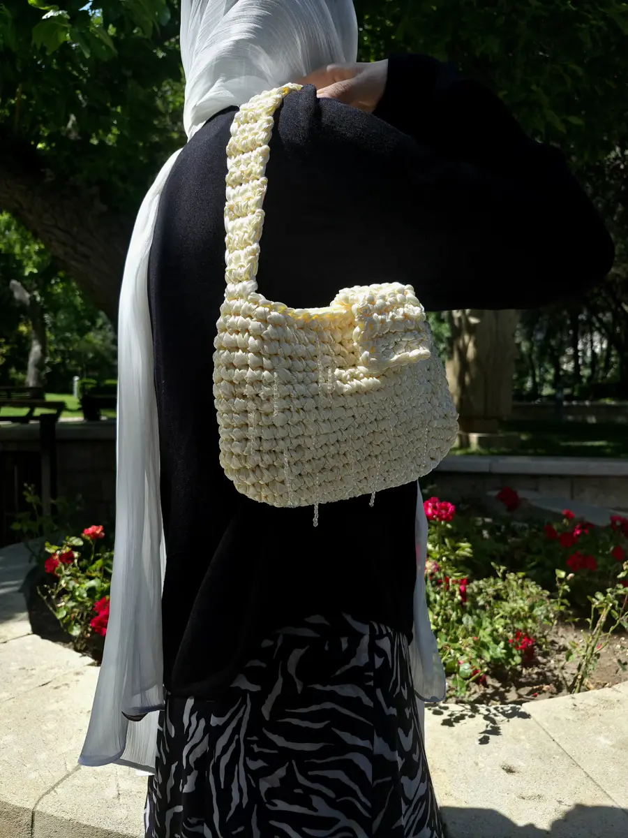 Satin ribbon bag el işi şəkli 2