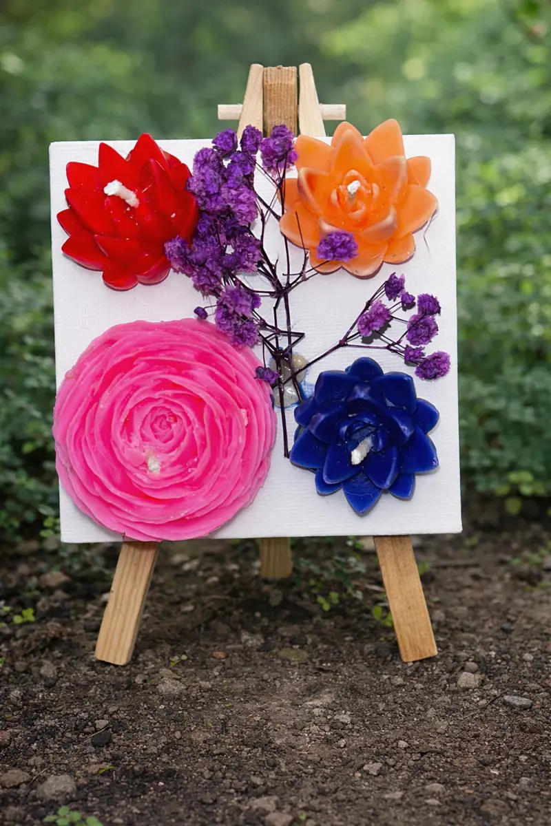 Canvas Üzərində Şam Kompozisiyası – Sənətin və İşığın Uyumu 🎨🕯️ el işi şəkli 3