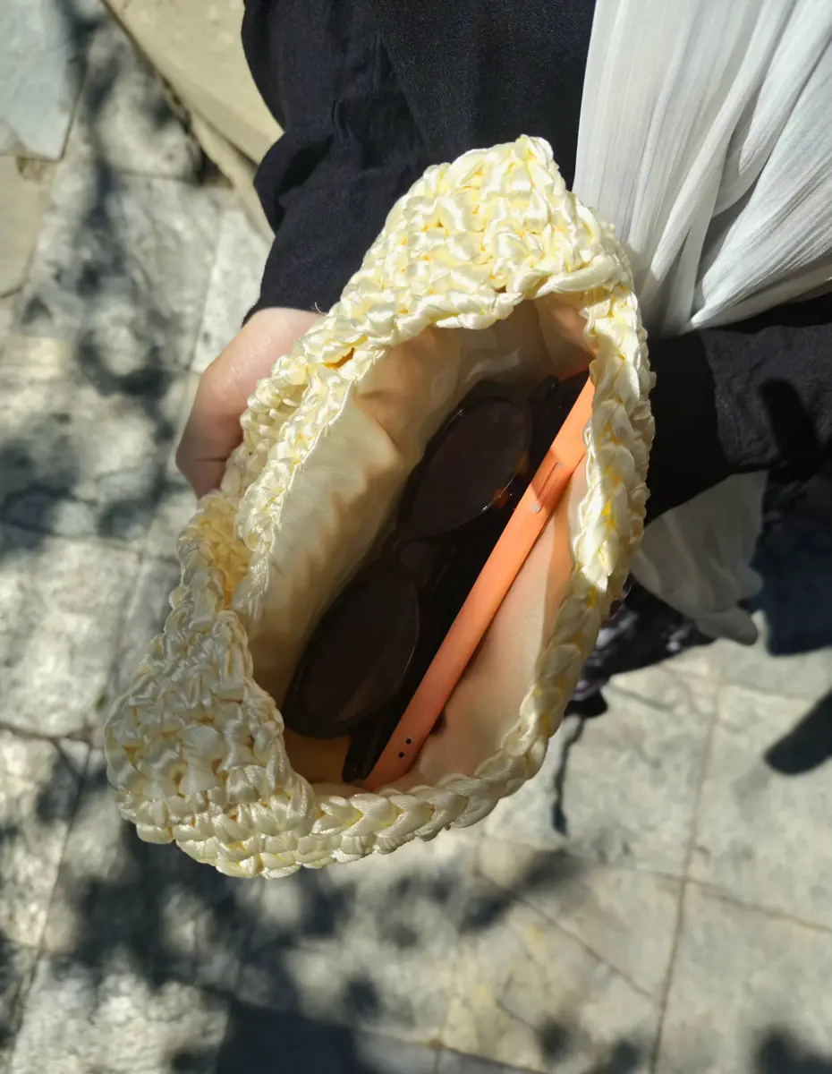 Satin ribbon bag el işi şəkli 3