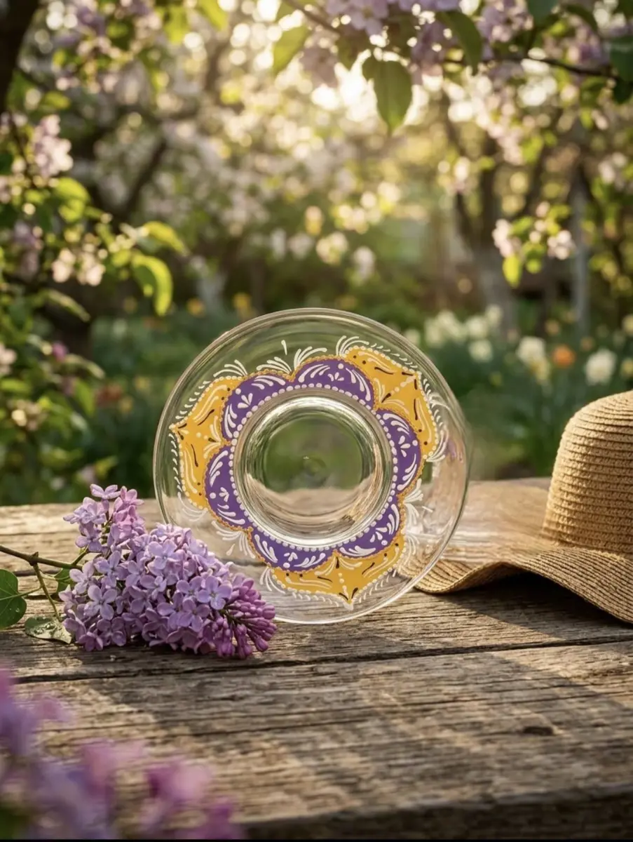 Stəkan, nəlbəki | vitraj əl işi 💜💛 el işi şəkli 2